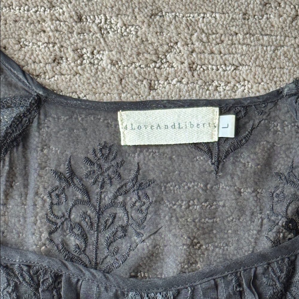 Johnny Was 4 Love and Liberty Black Silk Tunic - Large - Picture 7 of 8